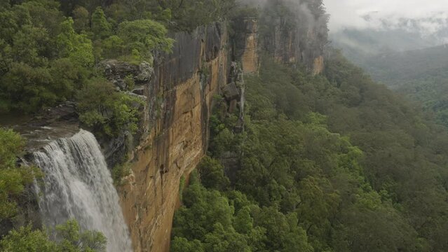 fitzroy falls on a rainy day at morton national park in the nsw southern highlands of australia