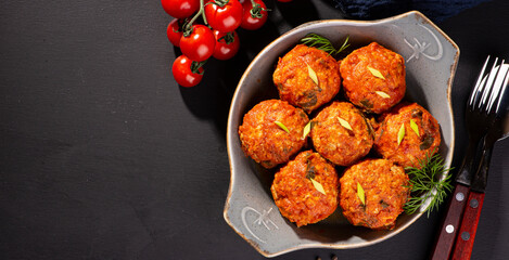 meat or chicken meatballs, cutlets