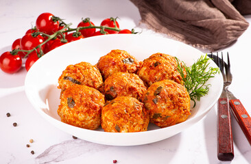 meat or chicken meatballs, cutlets