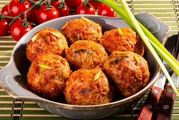 meat or chicken meatballs, cutlets