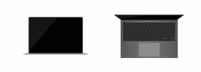 Fototapeta premium Realistic laptop set. Laptops mockup. Vector illustration.