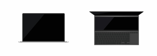 Realistic laptop set. Laptops mockup. Vector illustration.