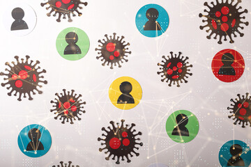 Abstract network of physical devices on the Internet using a network connection with statistics...