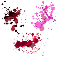 Red and pink spots and splashes. Abstract elements for design