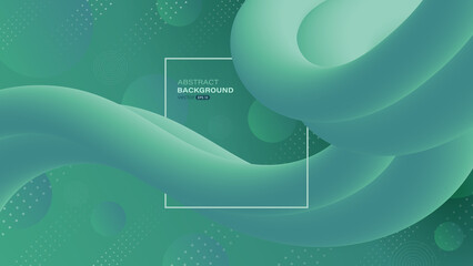 Abstract background with green fluid wave. Shape of 3d gradient flow. Illustration in vector format