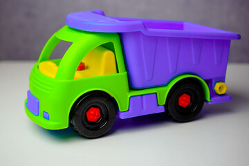 children's car, dump truck, bright different colors of parts 