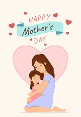 Mother and daughter. Mother’s day card, background