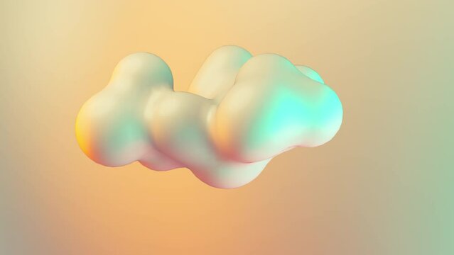 Liquid abstract shapes. 4K animation. Amorphous holographic metaball objects on a soft light background. 3d render.