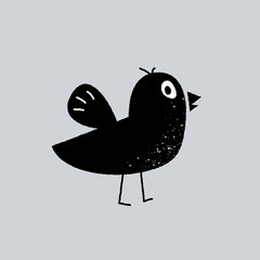 Cute bird. Beautiful birdie standing. Hand drawing vector illustration. Tattoo idea.