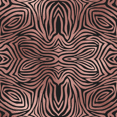 Fototapeta premium Rose Gold Metallic Animal Print Pattern on Dark Background Texture, Digital Paper