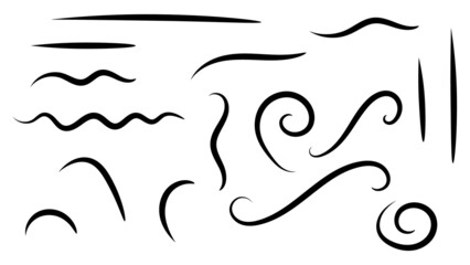 black line set with different style isolated on white background for doodles and creative graphic design