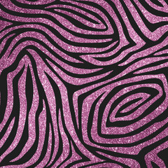 Fototapeta na wymiar Pink Animal Print Glitter Pattern on Dark Background Texture, Digital Paper