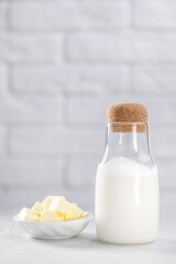 Natural fresh dairy products. Butter, milk, yogurt
