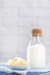 Natural fresh dairy products. Butter, milk, yogurt