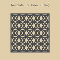 Template for laser cutting. Stencil for panels of wood, metal. Geometric pattern. Decorative wall. Square stand for cut.