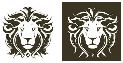 Leone stilizzato decorativo artistico barocco logo venezia simbolo emblema aristocrazia araldica felino tigre leopardo grafico - obrazy, fototapety, plakaty