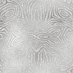 Silver Animal Print Glitter Pattern on Silver Metallic Gradient Background Texture, Digital Paper