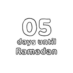 Fototapeta premium 05 Days to Ramadan (05 Hari Menuju Ramadhan) Pencil Sketch Illustration