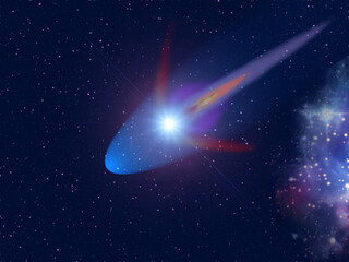 Fototapeta na wymiar meteor flies in space