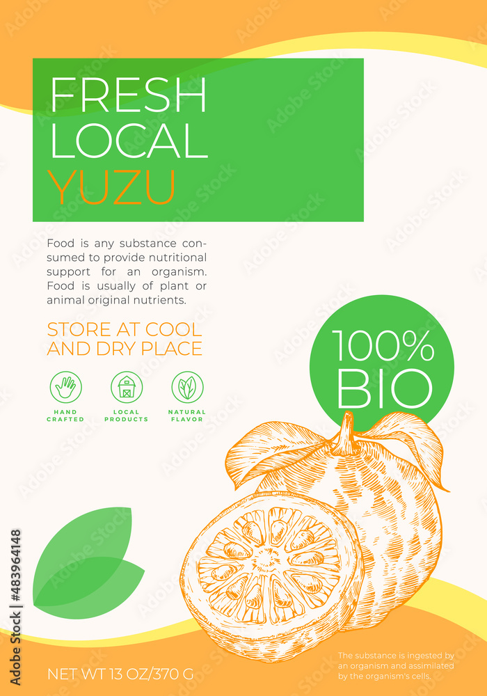 Canvas Prints fresh local fruits label template. abstract vector packaging design layout. modern typography banner