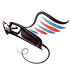 Electric clipper with wings. Symbol for barbershop and hairdresser