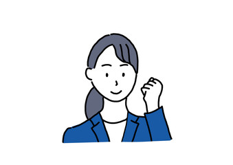 応援のポーズをするビジネスウーマン 
