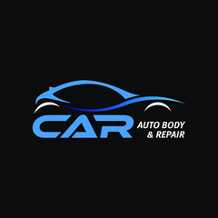 Automotive business logo design with auto body and repair service