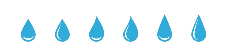 Water drop blue icon. Aqua symbol isolated vector set. Water bubble sign on white background