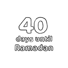 Fototapeta premium 40 Days to Ramadan (40 Hari Menuju Ramadhan) Pencil Sketch Illustration