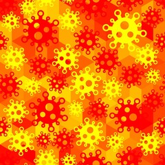 Pandemic seamless pattern of molecules, cells of virus, bacteria mask print