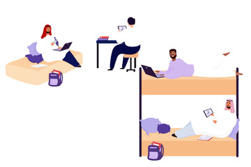 Students of different races together in a hostel