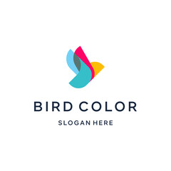 Simple Bird Color Logo Design Modern 