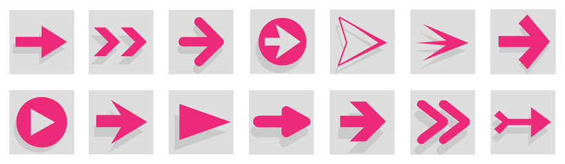 Arrow icon set isolated on background. Arrows vector collection. Different arrow icons in flat style. Creative arrows template for web site, app, graphic design, ui and logo. Arrow vector symbol