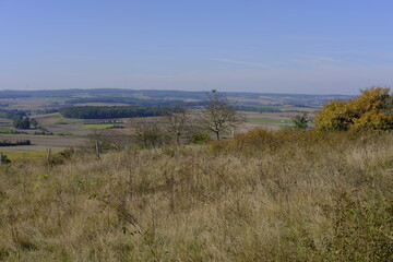 Landschaft am Wartberg im Naturschutzgebiet Hohe Wann bei Königsberg in Bayern, Landkreis Hassberge, Unterfranken, Franken, Bayern, Deutschland