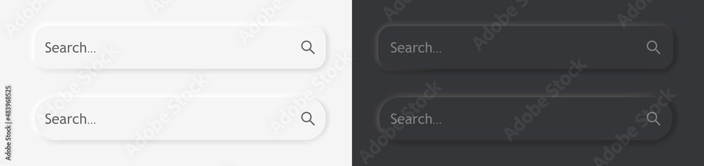 Poster 3d search bar neumorphism. white-black ui search bar. neumorphism interface with button. research fr