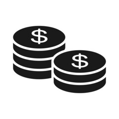 Black and white stack of coins icon