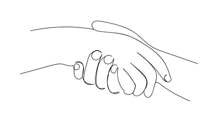 Hand shaking hands continuous line drawing vector. Vector illustration