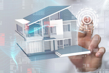 home choice Big data and artificial intelligence concept. Machine learning and cyber mind domination