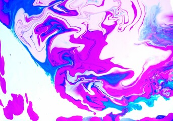White-pink-blue marble background. Light pastel shades. Acrylic paint spreads freely and creates an interesting pattern. Background for laptop cover, book, notebook, fabric