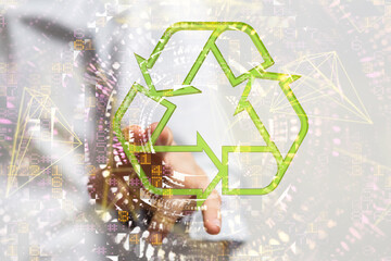 green world power in hand recycling