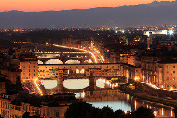 Fototapeta na wymiar Ponte Veccio in the sunset, Florence, Tuscany, Italy, Europe