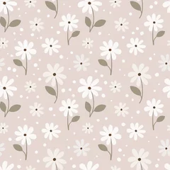 Tapeten Pastell Nahtloses Blumenmuster mit bunter einfacher Blume in Pastellfarben.