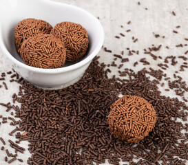 Typical brazilian brigadeiro with chocolate sprinkle