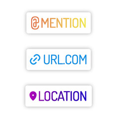 mention link location sticker for social media