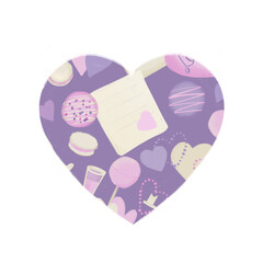 Heart shape with love background illustration in pink purple color isolated on white background