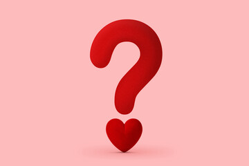 Red heart question mark - Concept of love issues