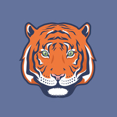 Tiger face vector illustration isolated. Chinese New Year 2022 symbol. Big wild cat.