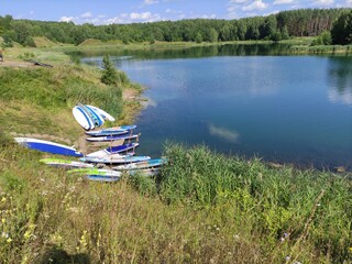 saps lie on the shore of the lake