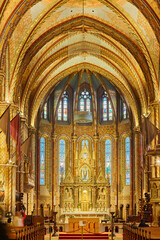 Fototapeta na wymiar St. Matthias neogothical cathedral interior. Budapest landmark. Hungary