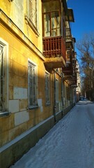 old beautiful houses on the street of the city